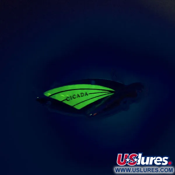 Reef Runner Cicada Blade Bait, Nichel / Verde, 14g, Luminescente, #9560