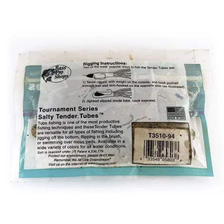 Bass Pro Shops Salty Tender Tubes esca siliconica, Green Pumpkin, #9624