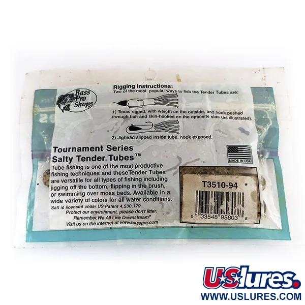 Bass Pro Shops Salty Tender Tubes esca siliconica, Green Pumpkin, #9624