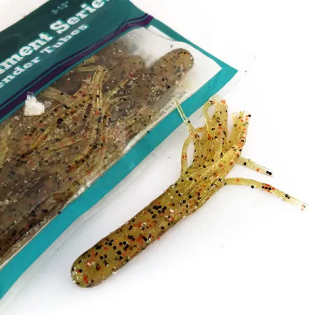 Bass Pro Shops Salty Tender Tubes esca siliconica, Green Pumpkin, #9624