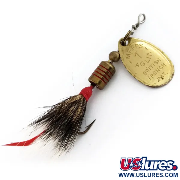 Mepps Aglia 1 dressed (squirrel tail) 1970s Rotante, Oro, 3.5g, #9912